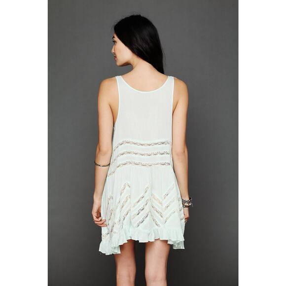 Free People Voile and Lace Pastel Mint Green Polka Dot Trapeze Slip Tank Dress - Picture 2 of 13